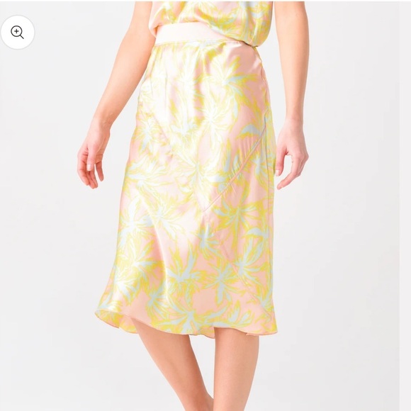 ATM Palm Print Silk Charmense Midi Skirt - Picture 2 of 13